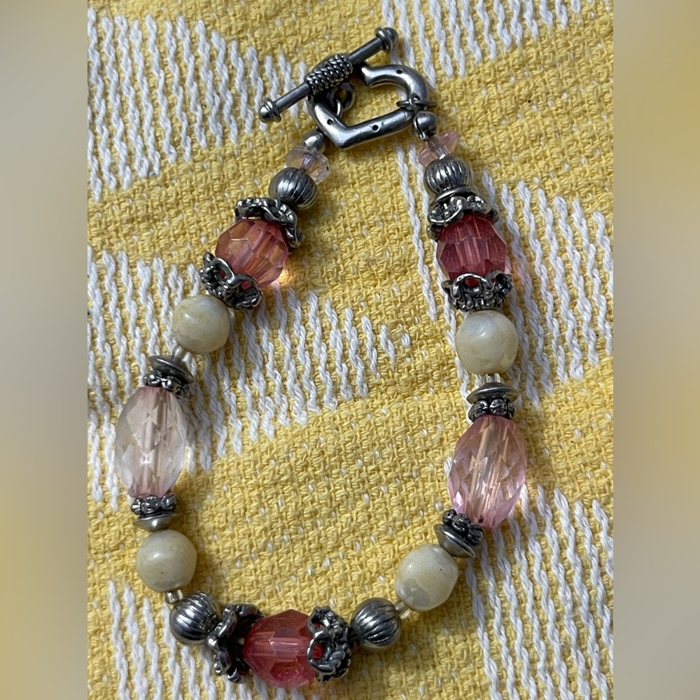 Beaded & Silver Bracelet with Toggle Clasp